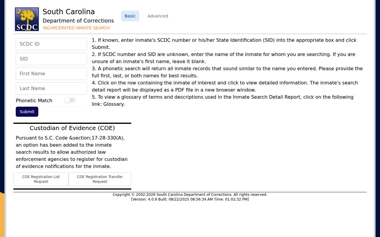 Dorchester County arrest lookup followed by the SCDC inmate locator