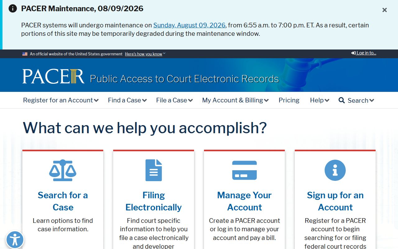 Federal criminal court case search for Dorchester County through PACER