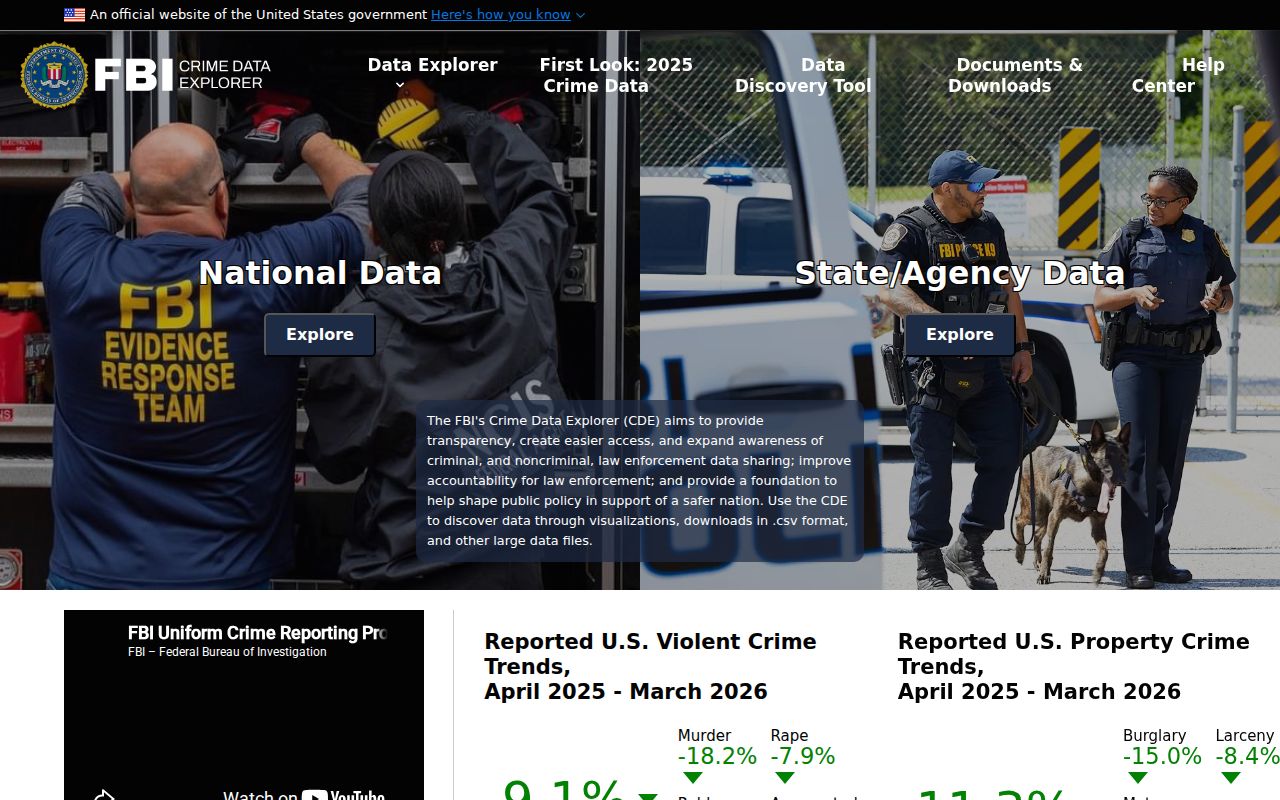 Official crime data source distinguished from Dorchester County sex offender records